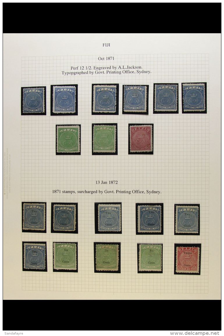 1871-1892 IMPRESSIVE MINT COLLECTION With Many Shades &amp; Perf Types In Hingeless Mounts On Leaves, Inc 1871 1d... - Fidschi-Inseln (...-1970)