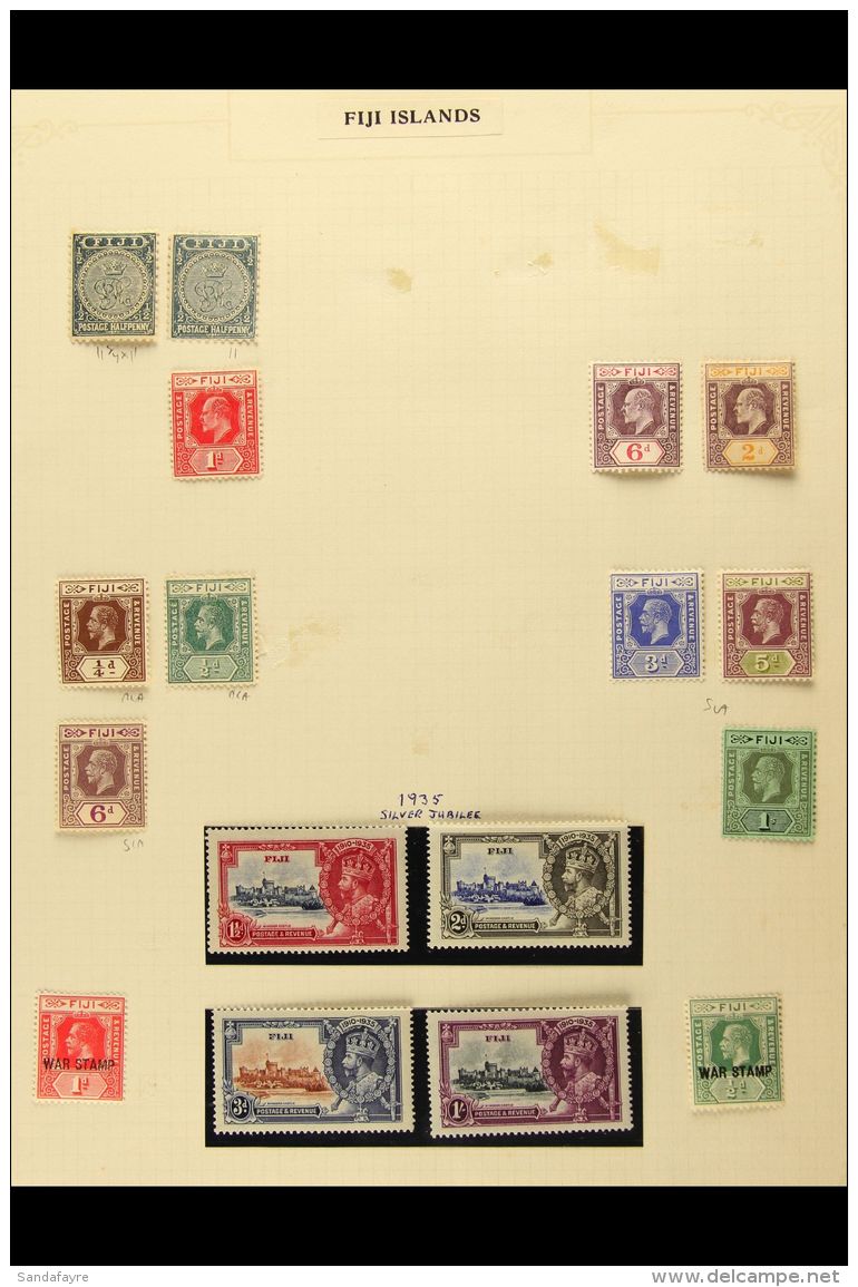 1891-1951 FINE MINT COLLECTION On Leaves, ALL DIFFERENT, Inc 1906-12 1d, 1935 Jubilee Set, 1938-55 Most Vals To... - Fidji (...-1970)