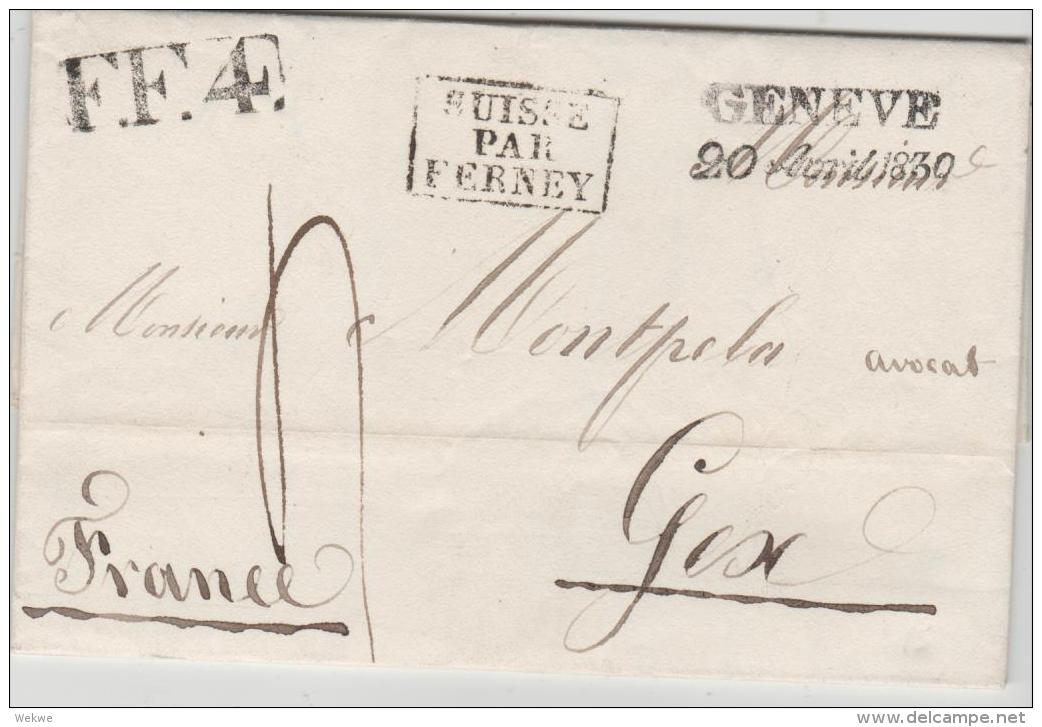CH004 /  SCHWEIZ - Genf  1830 Nach Frankreich In Bester Qualität Und Komplettem Textinhalt. - ...-1845 Préphilatélie