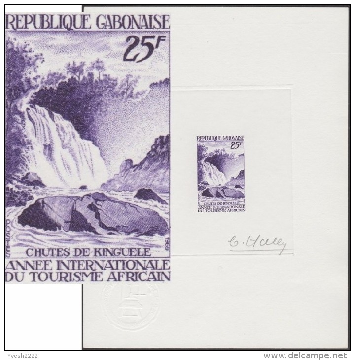 Gabon 1969 Y&T 237. Épreuve D´artiste De Claude Haley. Chute D'eau, Chutes De Kinguele, Sur Le Fleuve Komo - Other & Unclassified