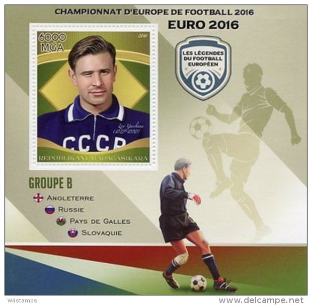 Madagascar 2016 MNH Euro 2016 Football Group B 1v S/S Lev Yashin Soccer Stamps - Autres & Non Classés