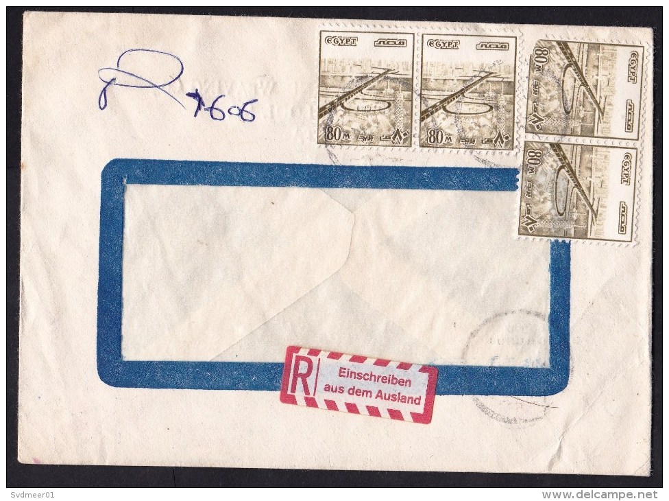 Egypt: Registered Cover, 4 Stamps, German R-label (damaged) - Brieven En Documenten