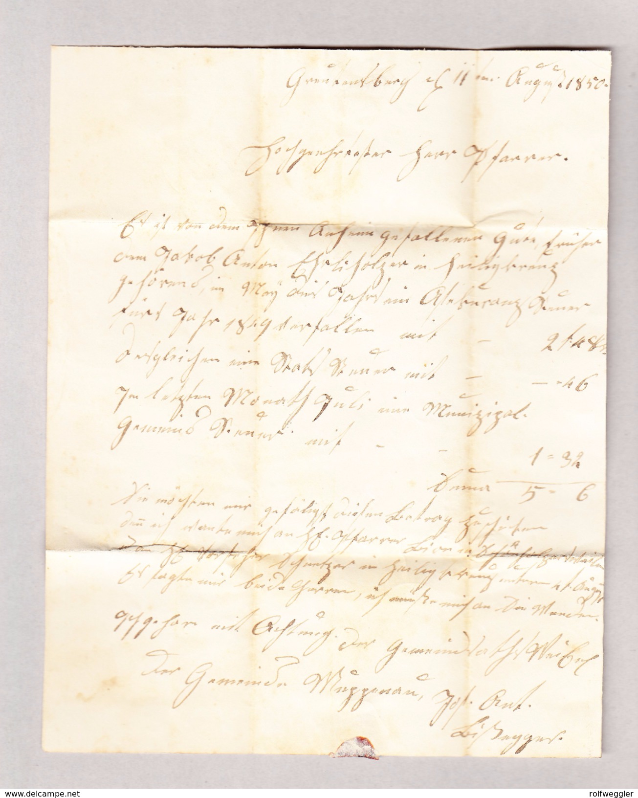 Heimat CH TG WUPPENAU Langstempel 11.8.1850 Vorphila Brief Nach St Gallen - ...-1845 Préphilatélie