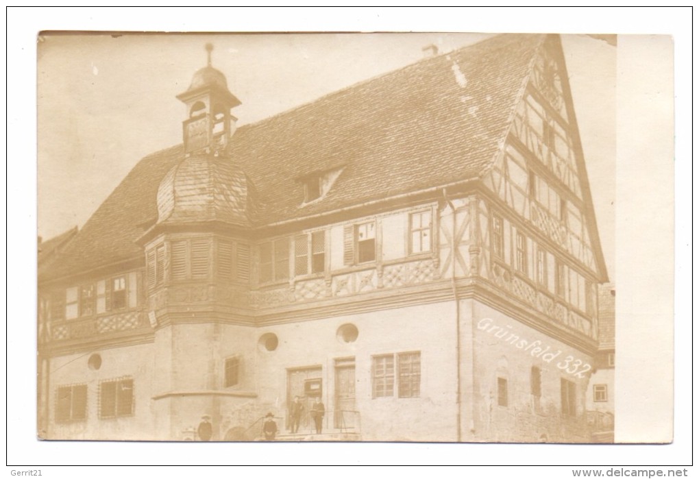 6974 GRÜNSFELD, Rathaus, Photo-AK, Ex-Sammlung Kunsthalle Mannheim - Tauberbischofsheim