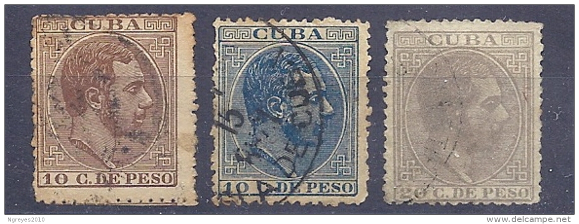 150026305  CUBA  ESPAÑA  EDIFIL  Nº  102/3/5 - Cuba (1874-1898)