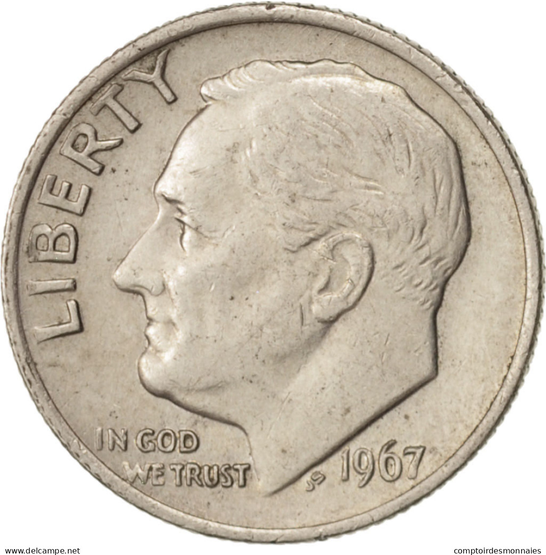 États-Unis, Roosevelt Dime, 1967, Philadelphie, TTB+, KM:195a - 1946-...: Roosevelt