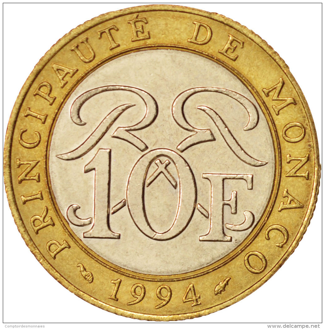 Monaco, Rainier III, 10 Francs, 1994, SUP+, Bi-Metallic, KM:163 - 1960-2001 New Francs