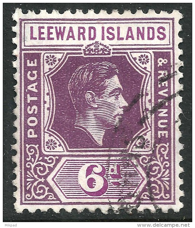 Leeward Is 1938 6d SG109 Deep Dull Purple & Bright Purple - Fine Used - Leeward  Islands