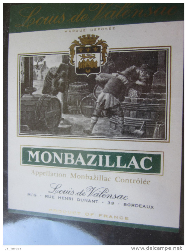 MONBAZILLAC LOUIS DE VALENSAC  RUE DUNANT BORDEAUX  Bistrot & Alimentation Étiquette Vin Vignoble - Monbazillac