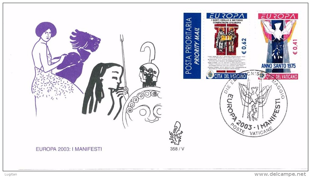 CITTA´ DEL VATICANO  FDC VENETIA -  FDC ANNO 2003 - EUROPA 2003 - L'ARTE DEI POSTER - FDC