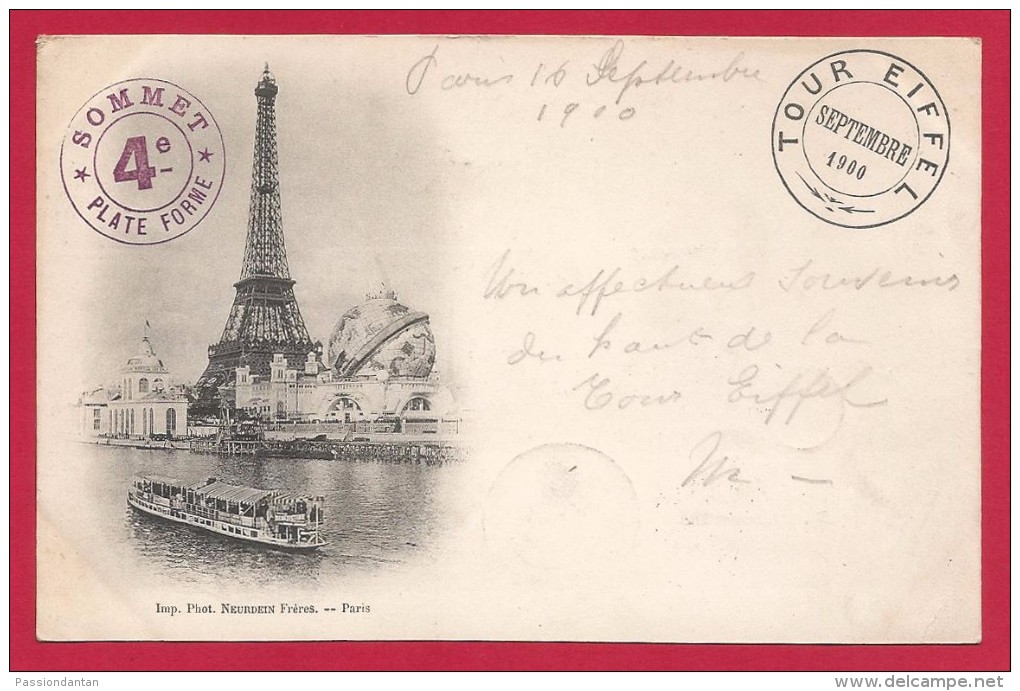 CPA Paris - Tour Eiffel Septembre 1900 - Tour Eiffel