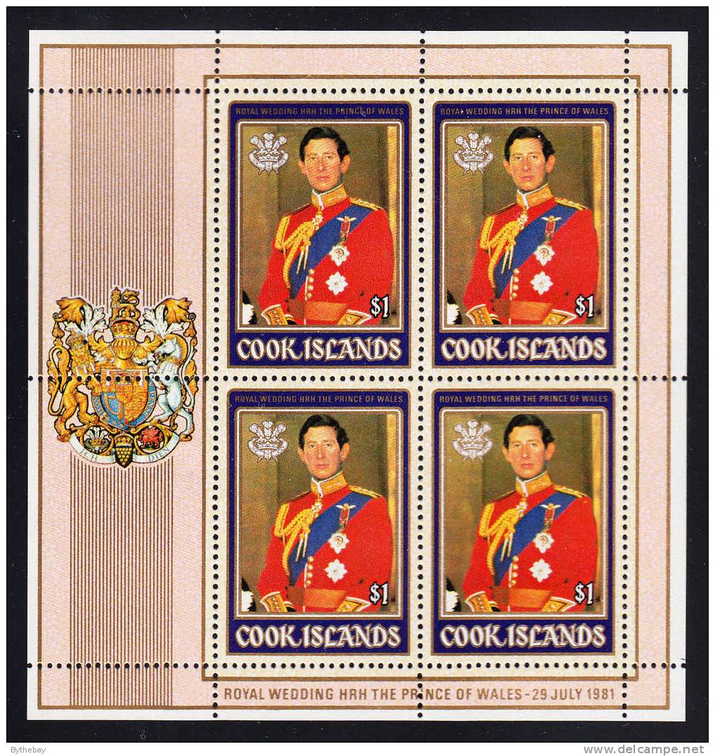 Cook Islands MNH Scott #659 And 660 SG #812-813 Set Of 2 Minisheets Of 4 Each Royal Wedding Charles And Diana - Cook