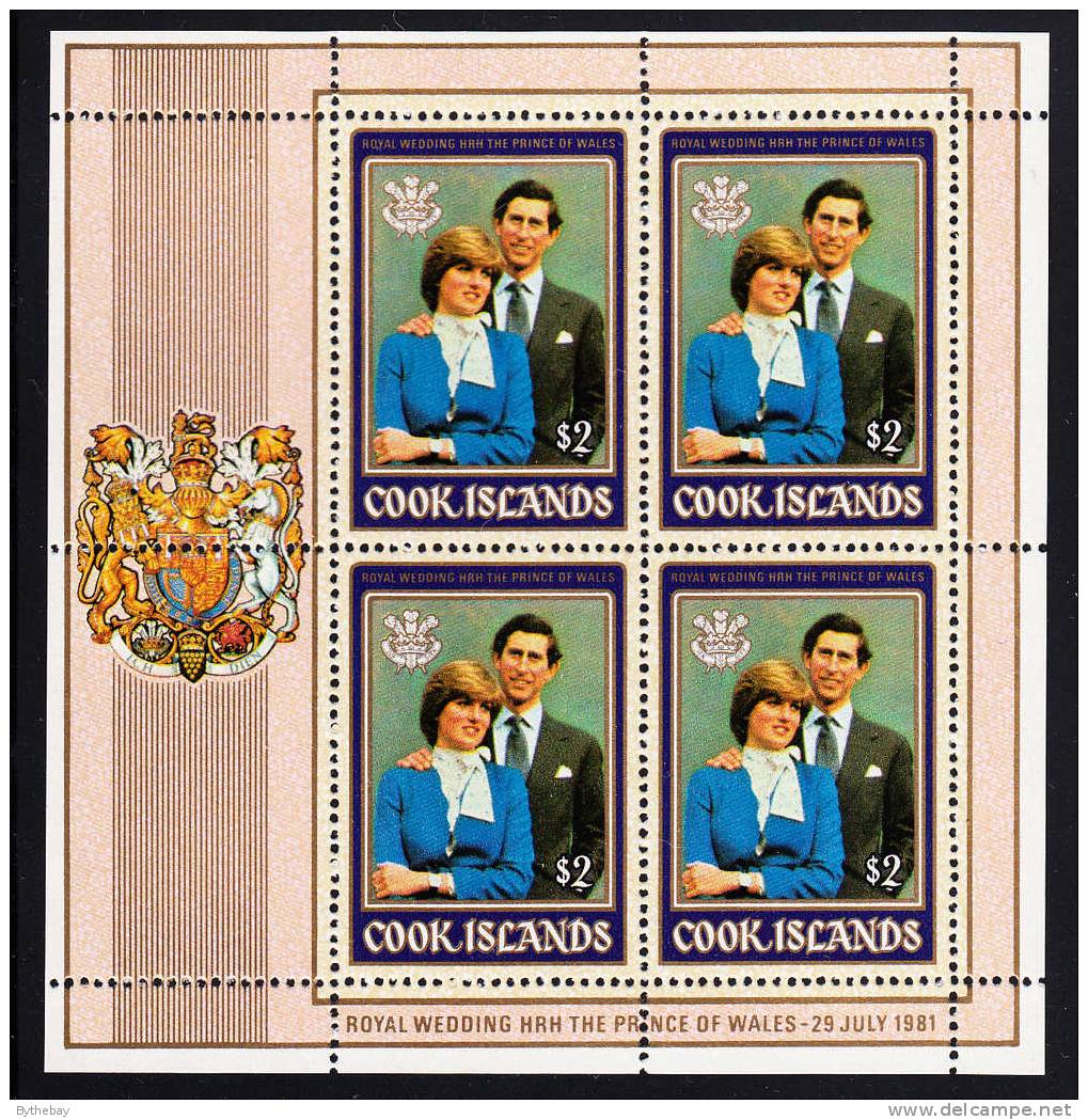 Cook Islands MNH Scott #659 And 660 SG #812-813 Set Of 2 Minisheets Of 4 Each Royal Wedding Charles And Diana - Cook