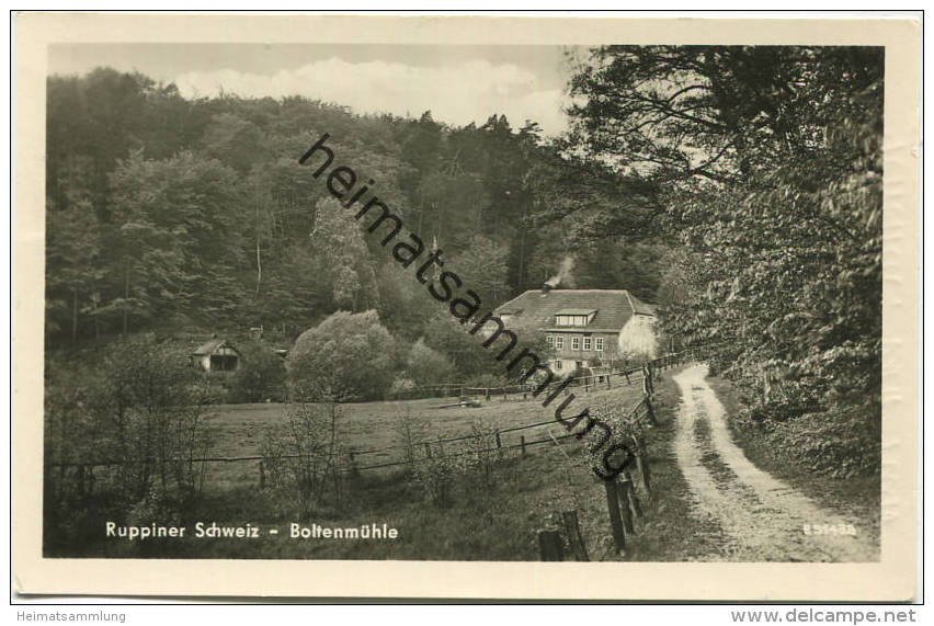 Ruppiner Schweiz - Boltenmühle - Post Binenwalde über Neuruppin - Foto-AK - Verlag Rudolf Lambeck Dahlewitz Gel. 1956 - Neuruppin