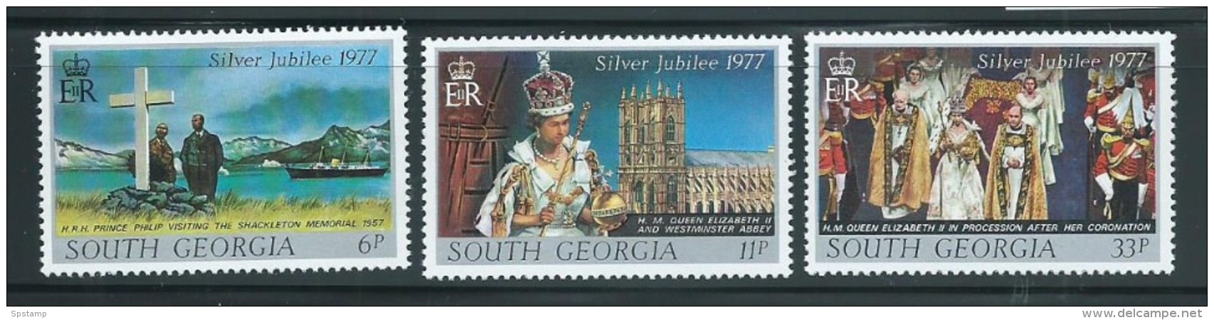 South Georgia 1977 QEII Silver Jubilee Set 3 MNH - South Georgia