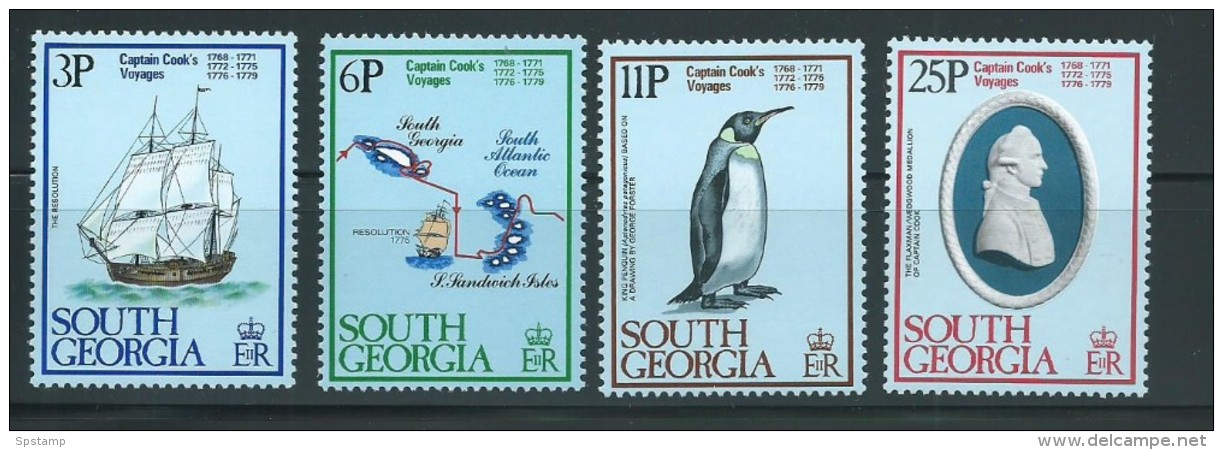 South Georgia 1979 Captain Cook Explorer Set 4 MNH  Bird Ship - South Georgia