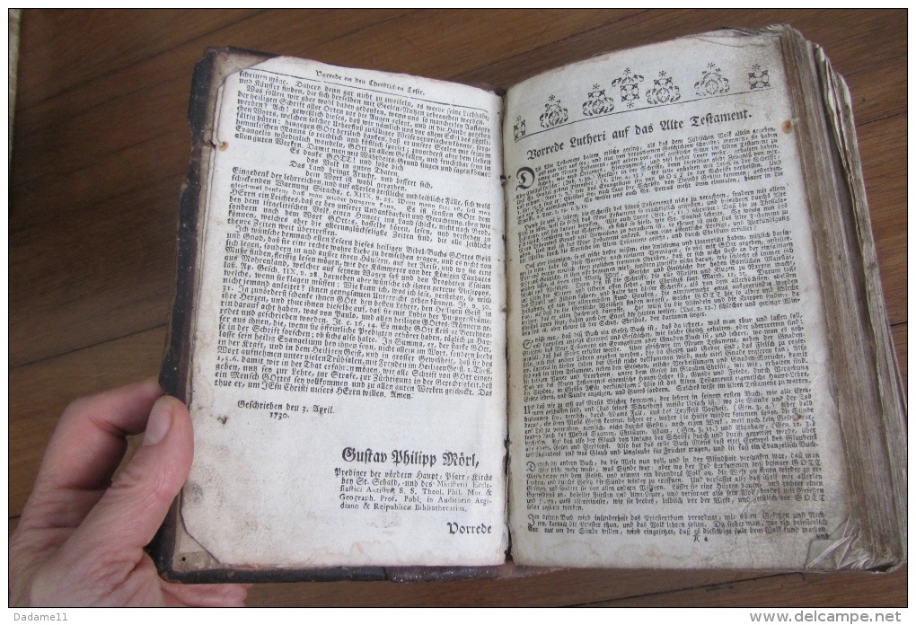 Bible ancienne avec le Nouveau et l'Ancien Testament 1730 Martin Luther  Protestantisme