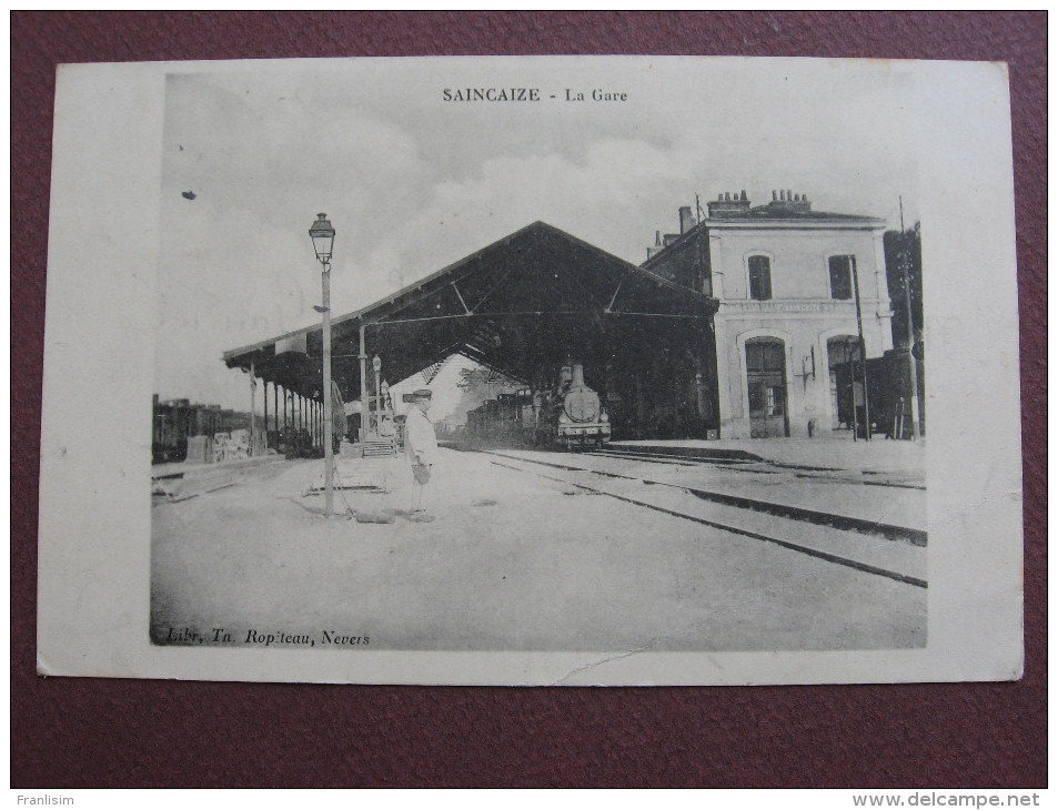 CPA 58 SAINCAIZE MEAUCE La Gare 1915 ANIMEE TRAIN MICHELINE & CHEF DE GARE ? - Altri & Non Classificati