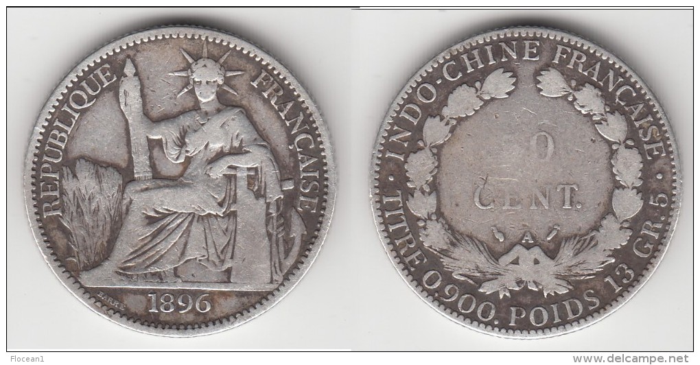 **** INDOCHINE - FRENCH INDO-CHINA - 50 CENT 1896 - ARGENT - SILVER **** EN ACHAT IMMEDIAT !!! - Autres & Non Classés