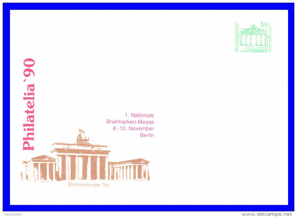 YT 2949 Sur Enveloppe Illustrée - Exposition Philatélique “Philatelia 90” Brandenburger Tor - RDA 1990 - Private Covers - Mint