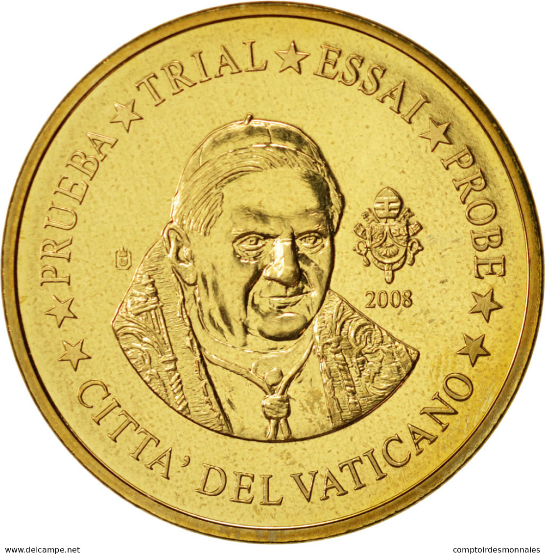 Vatican, Medal, 50 C, Essai-Trial Benoit XVI, 2008, SPL, Laiton - Autres & Non Classés