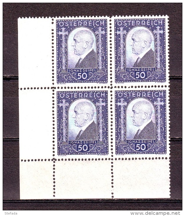 AUSTRIA  AUTRICHE OSTERREICH 1932 MNH** MONSIGNOR  SEIPEL QUARTINA - Ungebraucht