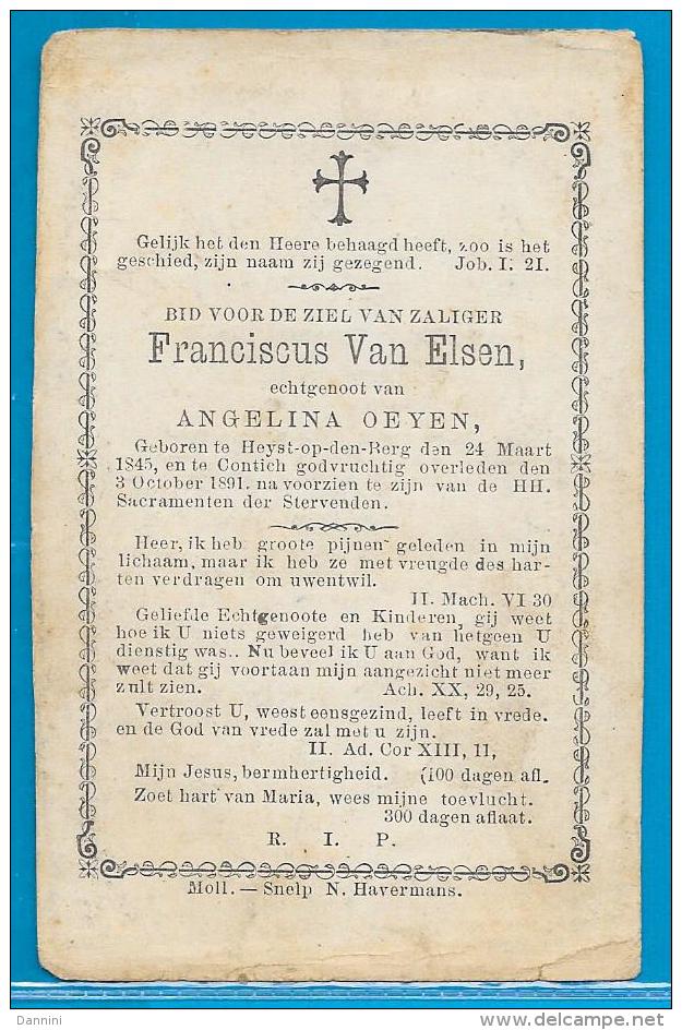 Bidprentje Van Franciscus Van Elsen - Heist-o/d-Berg - Kontich - 1845 - 1891 - Devotion Images