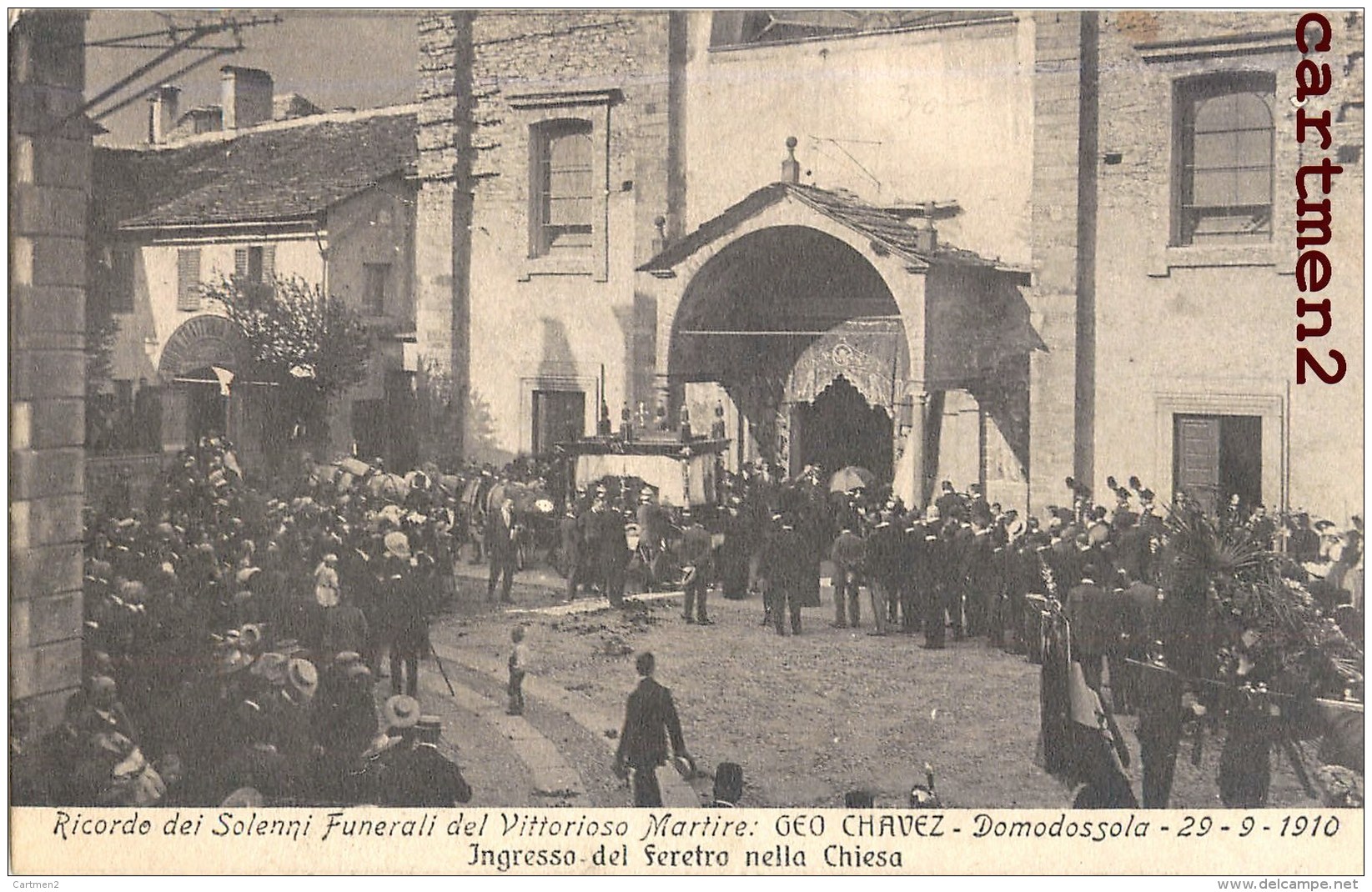 DOMODOSSOLA FUNERALI DEL VITTORIOSO MARTIRE GEO CHAVEZ AVIATORE AVIAZIONE PILOTA AVIATEUR AVIATION 1910 - Altri & Non Classificati