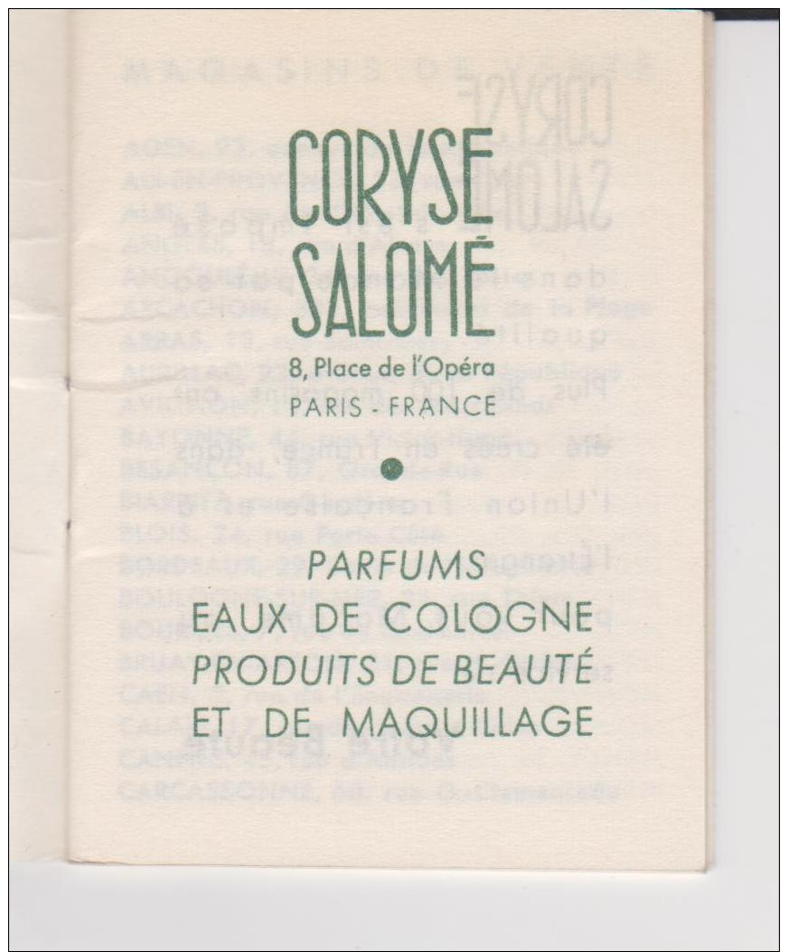 PETIT CLENDRIER PARFUMS CORYSE SALOME 1957  MAGASIN DE LILLE  THEME DU PARFUM - Small : 1941-60