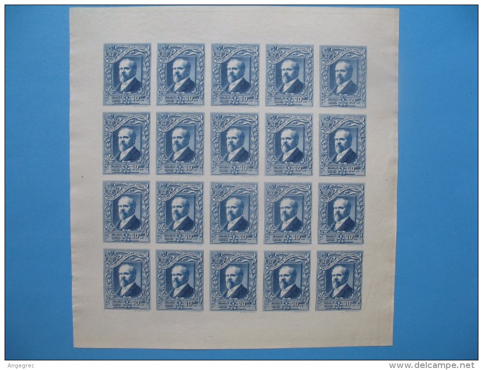 1 Bloc Feuillet  De 20  Vignettes Non Dentelé De Raymond Poincaré Paris 1913 10 Cent - Philatelic Fairs