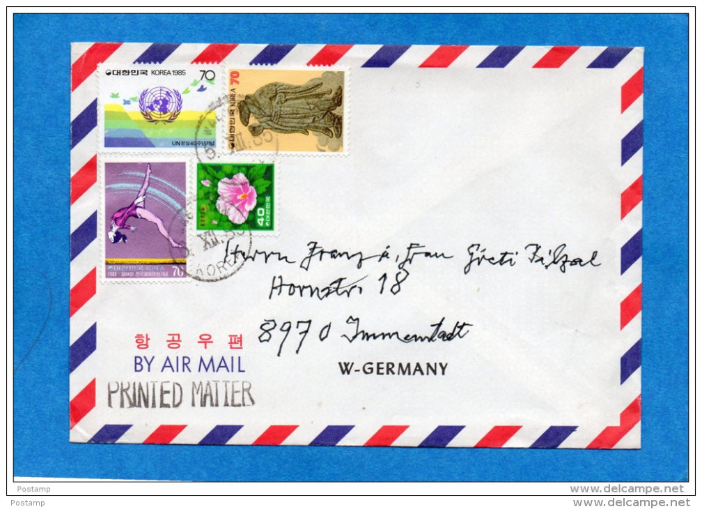 MARCOPHILIE-lettre  KOREE* Cad 1985-4 Stamps-N°1208-gymnastique+1289 UN+1218 - Corée Du Sud