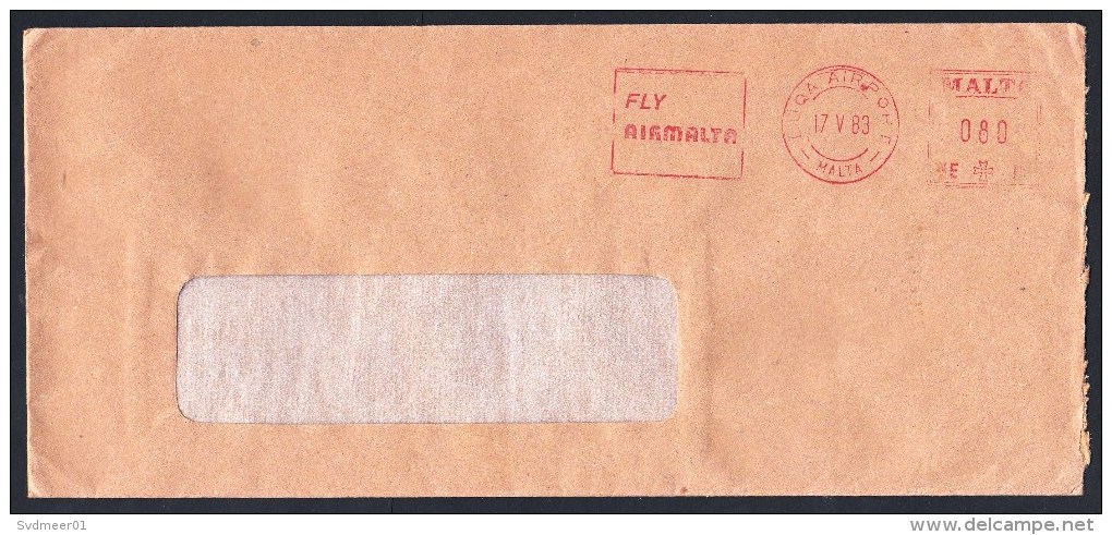 Malta: Cover, 1983, Meter Cancel, Fly Air Malta, Luqa Airport, Airlines, Airline, Aviation, Rare (traces Of Use) - Malta