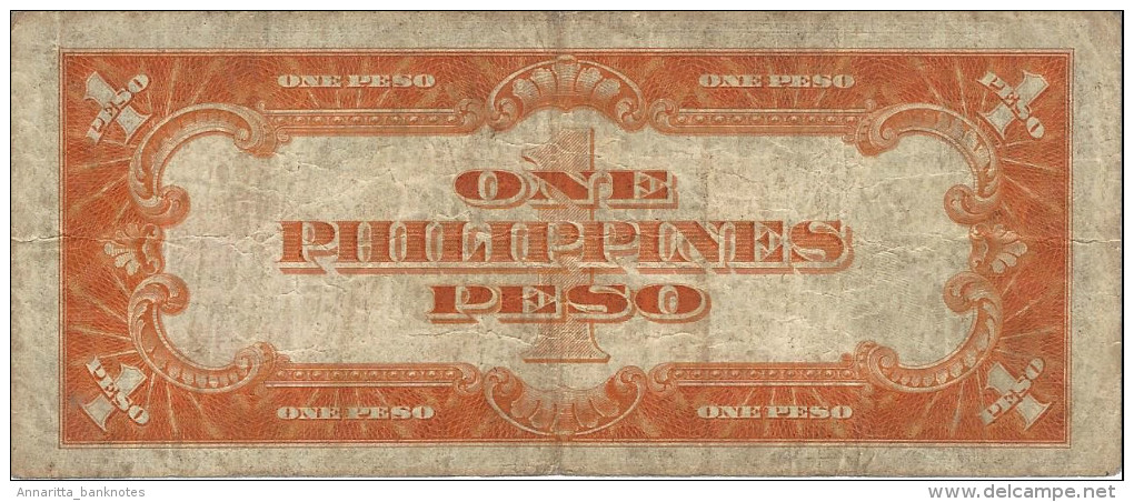 PHILIPPINES 1 PESO 1941 P-89c VF S/N E4663513E [PH0546c] - Philippines