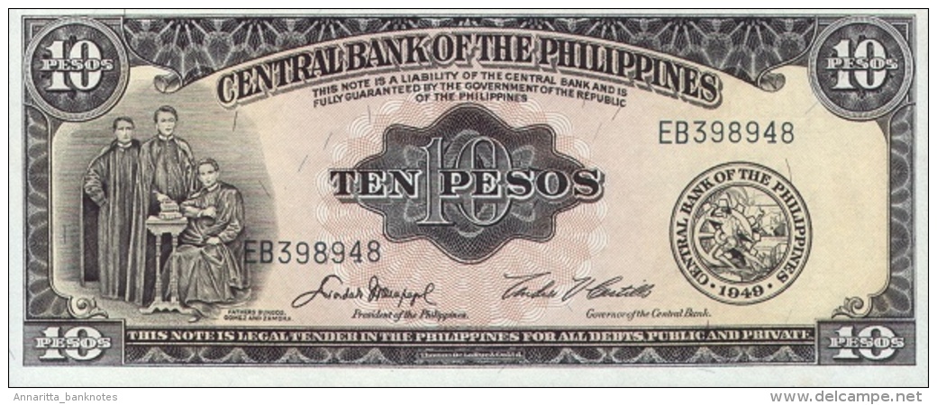 PHILIPPINES 10 PESOS 1949 P-136e UNC [PH0920e] - Filippine