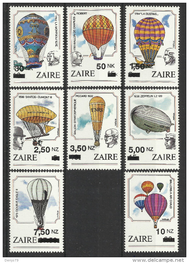 ZAIRE 1994 ZEPPELINS OVERPRINT/SURCHARGED SET MNH - Zeppelins