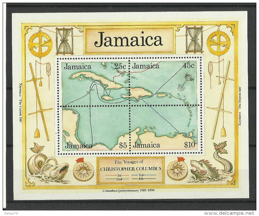 JAMAICA  1990  VOYAGE OF COLOMBUS,DISCOVERY OF AMERICA MS  MNH - Jamaica (1962-...)