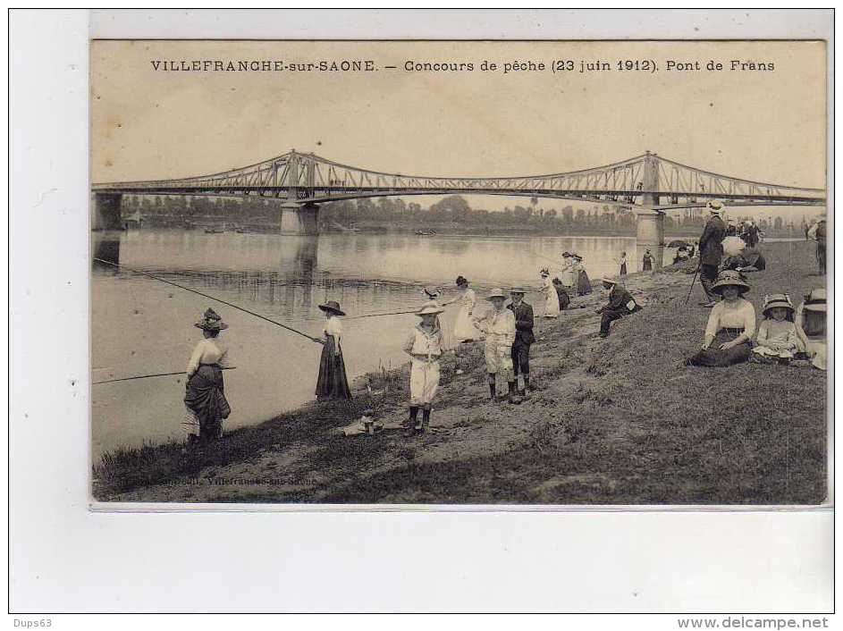 VILLEFRANCHE SUR SAONE - Concours De Pêche - 23 Juin 1912 - Pont De Frans - Très Bon état - Villefranche-sur-Saone