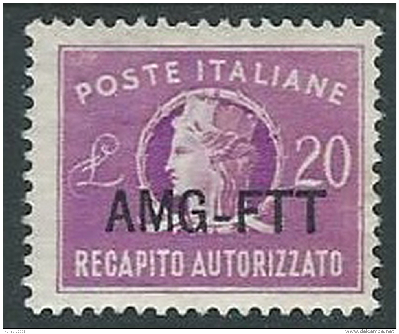 1949-52 TRIESTE A RECAPITO AUTORIZZATO 20 LIRE MH * - P19-3 - Eilsendung (Eilpost)