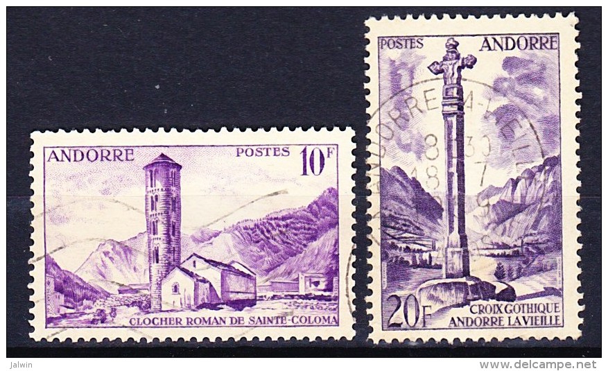 ANDORRE FRANCAISE 1955-58 YT N° 144 Et 148 Obl. - Oblitérés