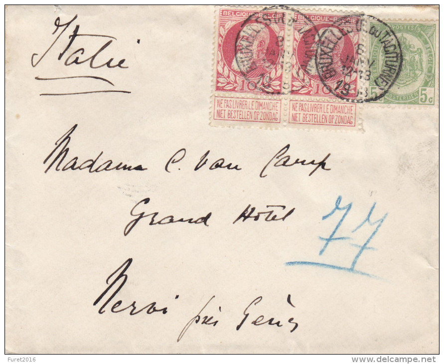 N° 74 Paire /83 / Lettre DE BXL Rue Du Taciturne Vers L' ITALIE - 1905 Grosse Barbe