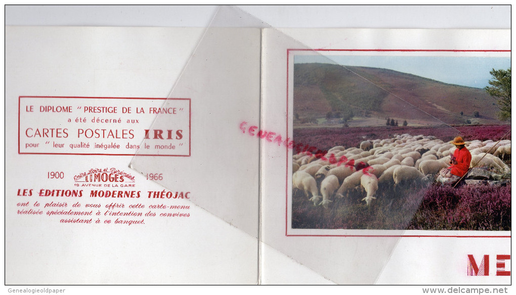 87 - LIMOGES - MENU JOURNALISTES SPORTIFS FRANCE 1966-TAVERNE LION OR-  THEOJAC IRIS -BONNICHON-JAMMET SEIGNOLLES- - Menus