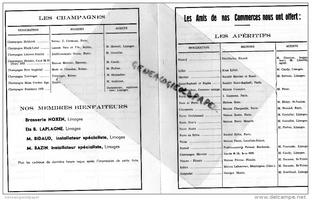 87 - LIMOGES - MENU  FEDERATION INDUSTRIE HOTELIERE-HOTEL DU FAISAN 1962- BONNICHON TRAITEUR- POPELIER BECHADE -THEOJAC - Menú