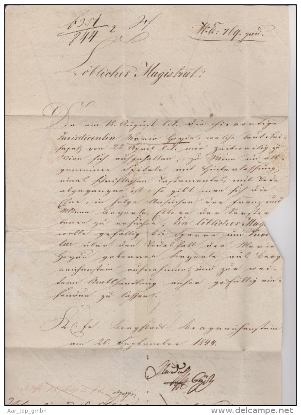 Heimat Tschechien SCHÜTTENHOFEN Langstempel "Susice"  1844-09-24 Vorphila Brief Nach Wien - ...-1918 Préphilatélie