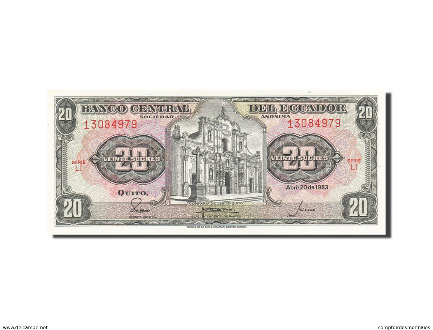 Billet, Équateur, 20 Sucres, 1957-1971, 1983-04-20, KM:115b, SPL - Ecuador