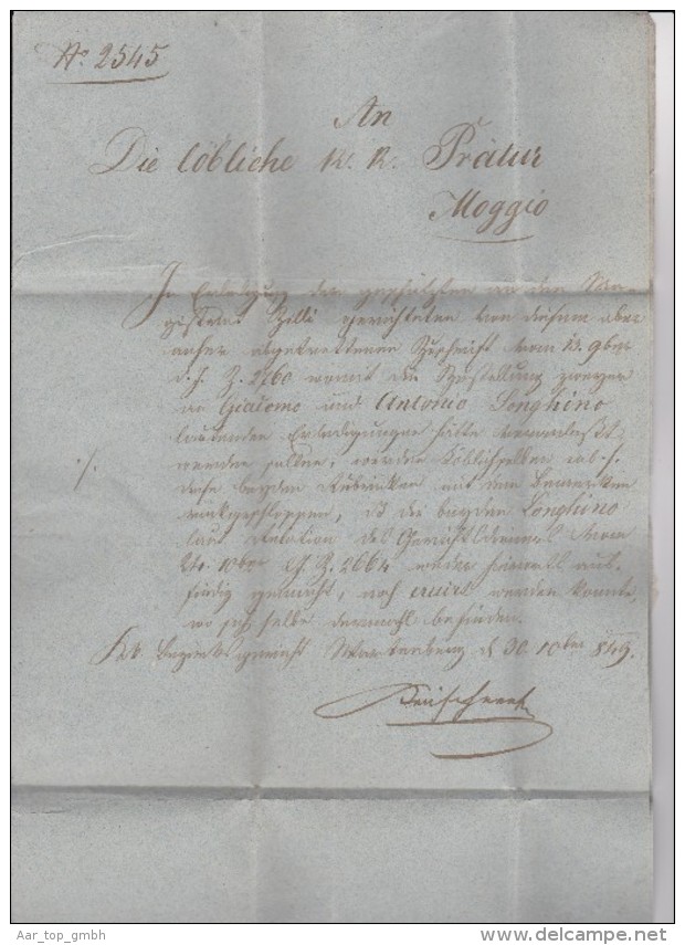Heimat Slovenien PODRETSCH 1849-10-30 Vorphila Brief Nach Moggio - Slovénie