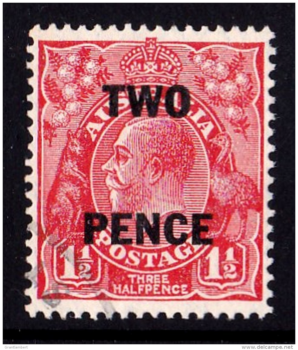 Australia 1930 King George V TWO PENCE Surcharge On 11/2d Red SMW P13.5 Used  SG 119 - - Used Stamps