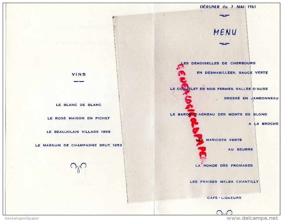87 - LIMOGES - MENU 4 E CONGRES NATIONAL PRATICIENS MEDECINE LIBRE-1961- TRAITEUR BONNICHON TAVERNE LION D' OR - MEDECIN - Menus