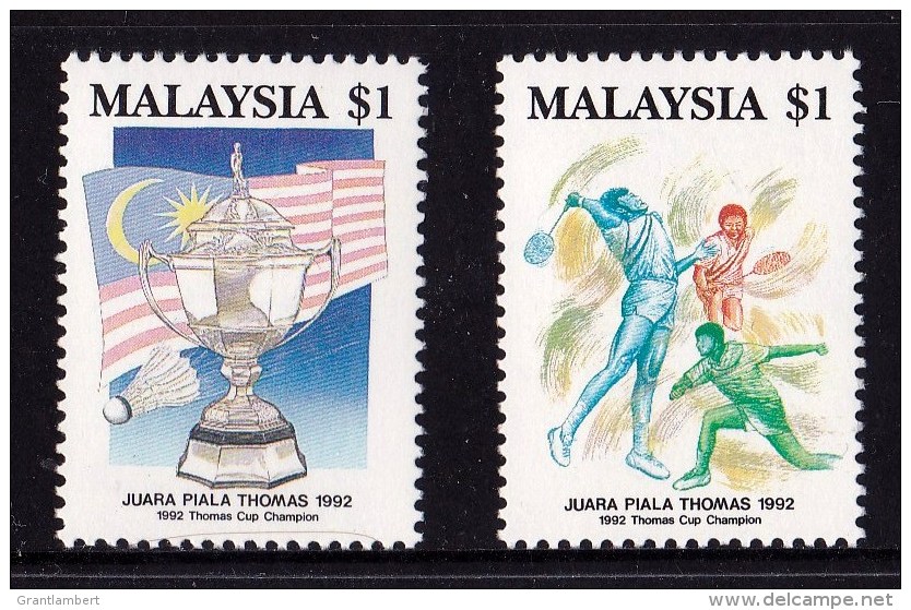 Malaysia 1992 Thomas Cup Badminton Set Of 2 MNH - Malaysia (1964-...)