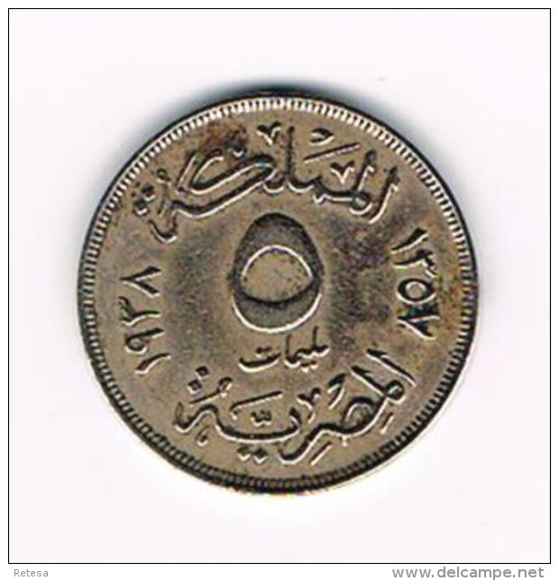 °°° EGYPTE  5  MILLIEMES   1938 - Egypte