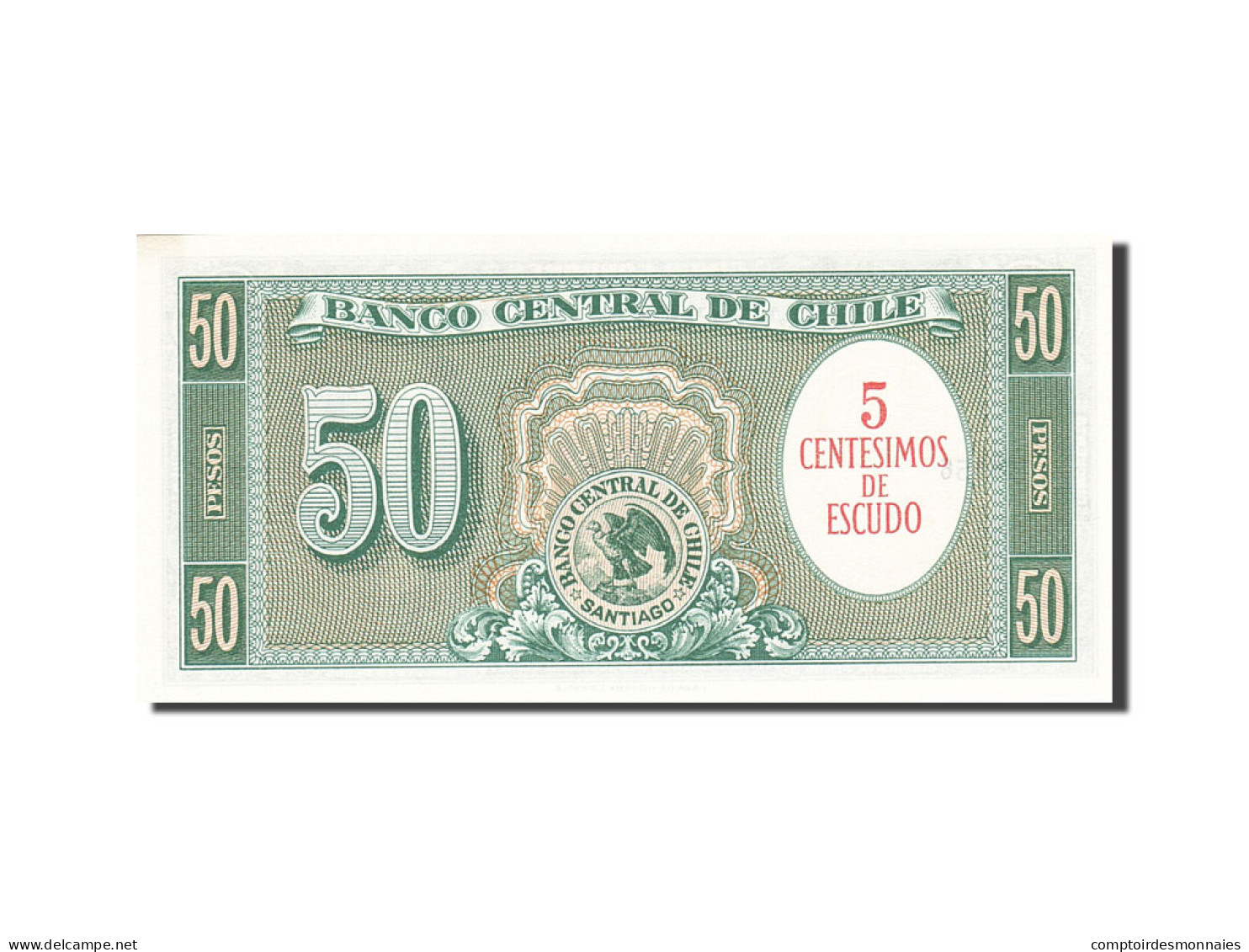 Billet, Chile, 5 Centesimos On 50 Pesos, 1960, Undated (1960-1961), KM:126b, SPL - Chili